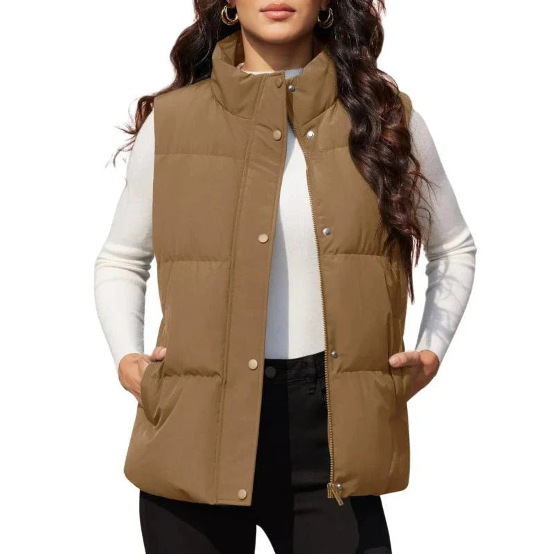 Chaleco acolchado para mujer, transpirable, suave y cómodo Material exterior: Poliéste, color marrón