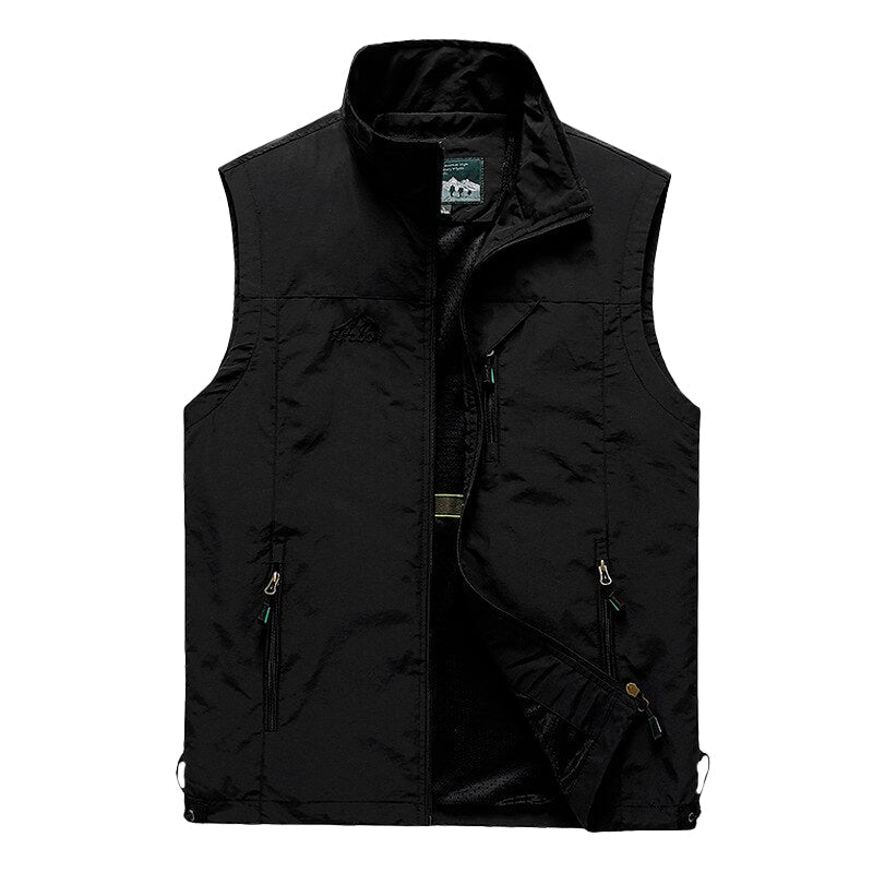 Chaleco de hombre para actividades deportivas material de poliéster, color negro