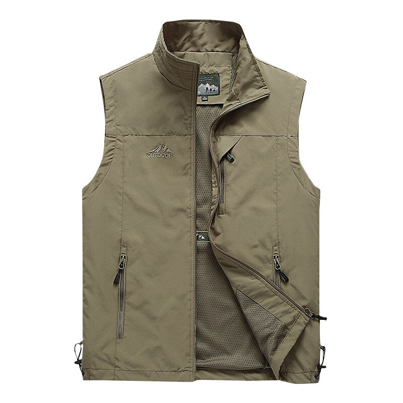 Chaleco de hombre para actividades deportivas material de poliéster, color caqui