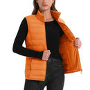 Chaleco acolchado para mujer, transpirable, suave y cómodo material exterior: Poliéster material de relleno: 85% pluma de ganso, color naranja