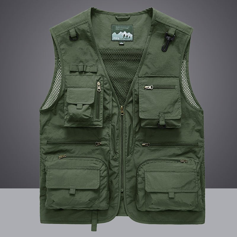 Chaleco para actividades deportivas Multibolsillos Tejido ligero, de secado rápido y resistente al agua, color verde