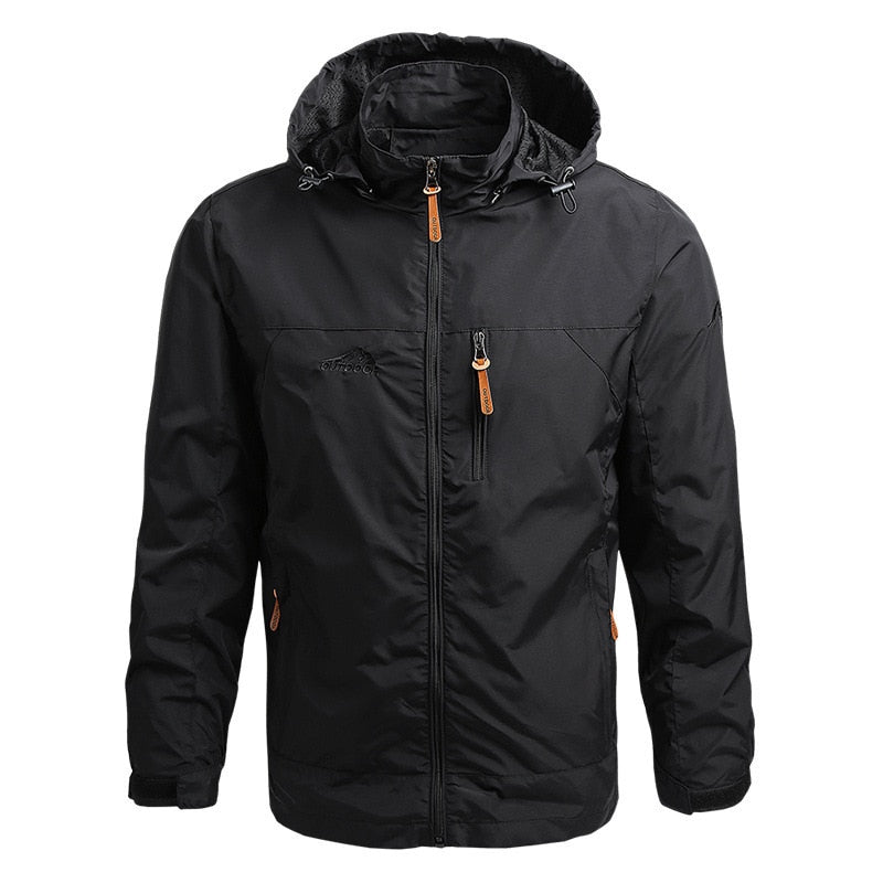 Chaqueta cortavientos impermeable con forro para hombre negro