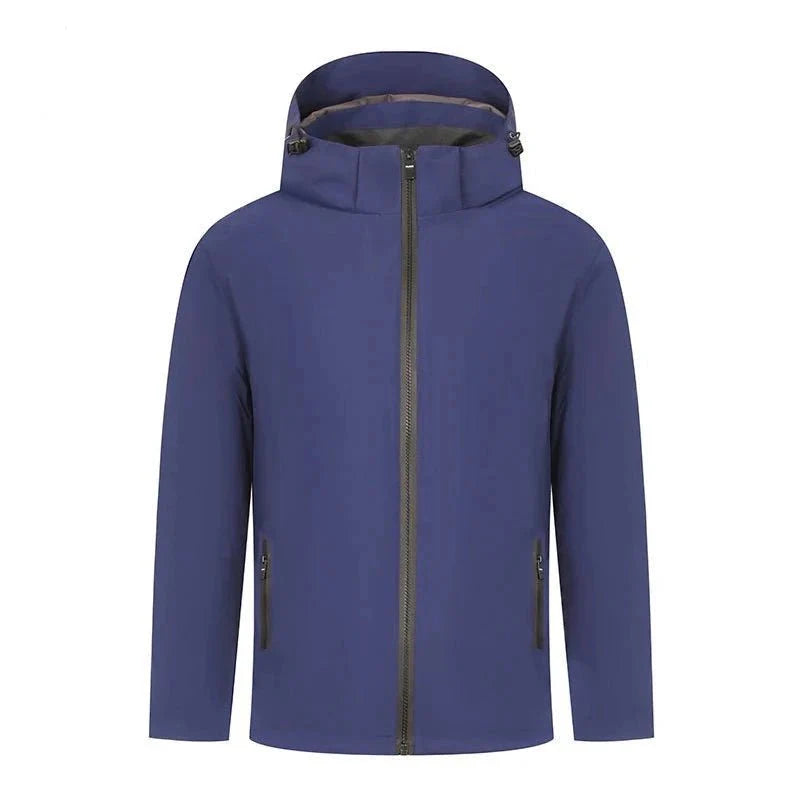 Chaqueta cortavientos deportiva térmica e impermeable para hombre azul