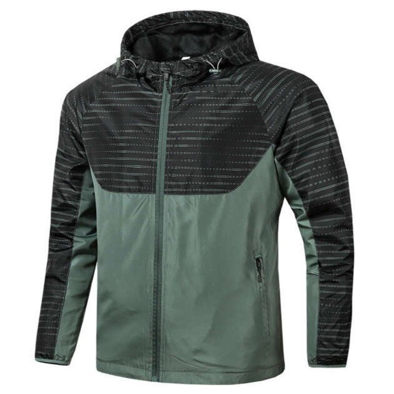Chaqueta cortavientos para hombre, puños elásticos y cintura con cordón verde