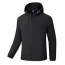 Chaqueta cortavientos deportiva para hombre, con capucha desmontable, bolsillos con cremallera para las manos, secado rápido, transpirable. Negro