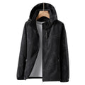 Chaqueta cortavientos de mujer, con forro e impermeable negro