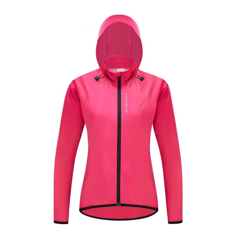Chaqueta cortavientos impermeable para mujer con rayas reflectantes, rosa.
