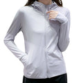 Cortavientos para mujer, con protección solar UPF 50+;
Manga con orificio para el pulgar que protege la mano, blanco.