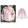 Chaqueta cortavientos para mujer, diseño holgado con forro e impermeable, rosa.