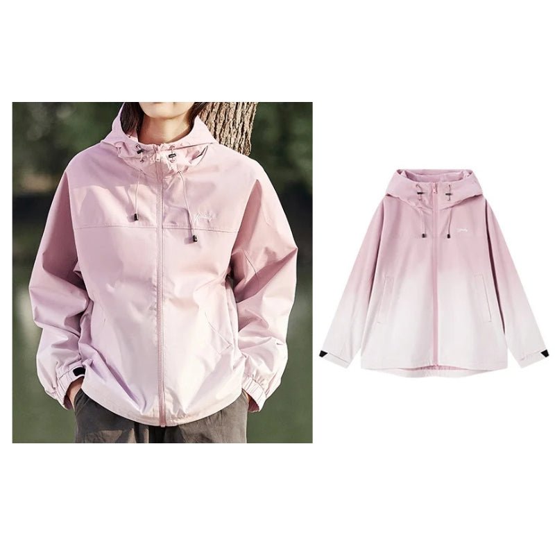 Chaqueta cortavientos para mujer, diseño holgado con forro e impermeable, rosa.