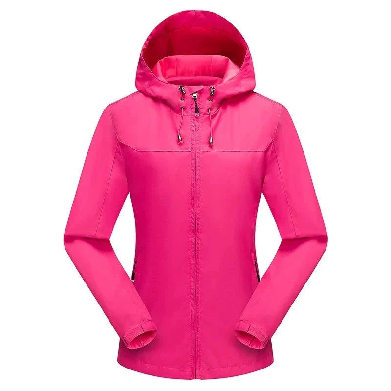 Chaqueta cortavientos para mujer con forro.
Resistente al agua y al viento e capucha con cordón, bolsillos para las manos con cremallera, rosa oscuro.
