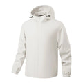 Chaqueta deportiva para hombre, con forro interior, capucha con cordón ajustable, bolsillos para las manos, blanco.