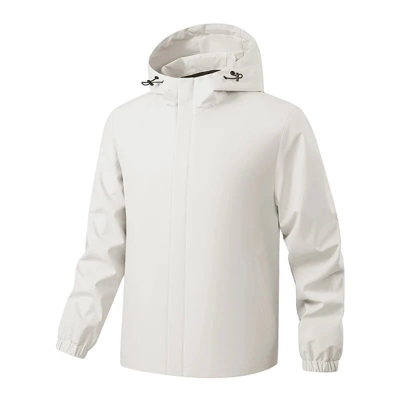 Chaqueta deportiva para hombre, con forro interior, capucha con cordón ajustable, bolsillos para las manos, blanco.