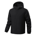 Chaqueta deportiva para hombre, con forro interior, capucha con cordón ajustable, bolsillos para las manos, negro.