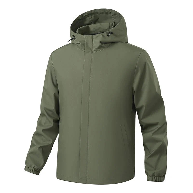Chaqueta deportiva para hombre, con forro interior, capucha con cordón ajustable, bolsillos para las manos, verde.