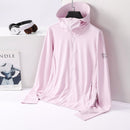 Chaqueta cortavientos para mujer con capucha, visera y protección UV50+.
Cuello alto para protección y puños con orificios para los dedos para protección, rosa.