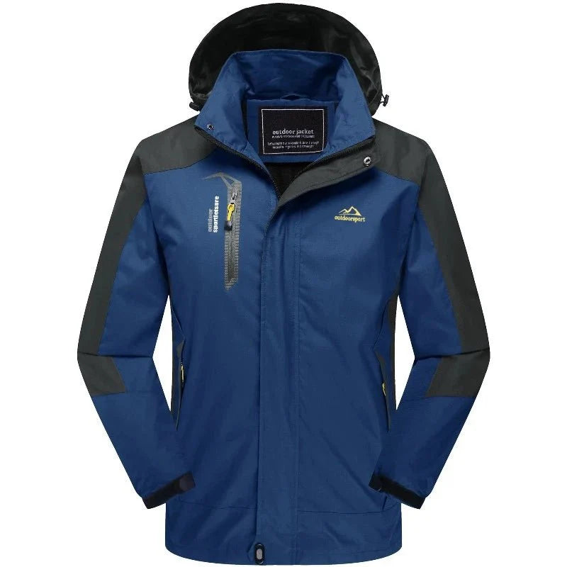 Chaqueta cortavientos estampada para hombre.
Goma suave e impermeable que protege del agua y del viento, azul oscuro.