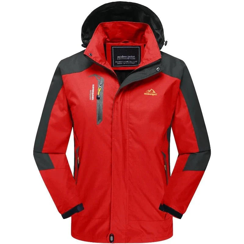 Chaqueta cortavientos estampada para hombre.
Goma suave e impermeable que protege del agua y del viento, rojo.