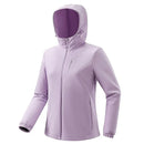 Chaqueta cortavientos impermeable para mujer con forro térmico,
Capucha desmontable, bolsillos con cremallera para las manos, lila.