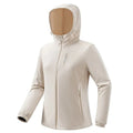 Chaqueta cortavientos impermeable para mujer con forro térmico,
Capucha desmontable, bolsillos con cremallera para las manos, blanco.