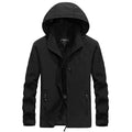 Chaqueta cortavientos para hombre, impermeable y con capucha desmontable, negro.