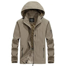 Chaqueta cortavientos para hombre, impermeable y con capucha desmontable, caqui.