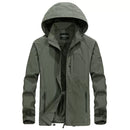 Chaqueta cortavientos para hombre, impermeable y con capucha desmontable, verde.