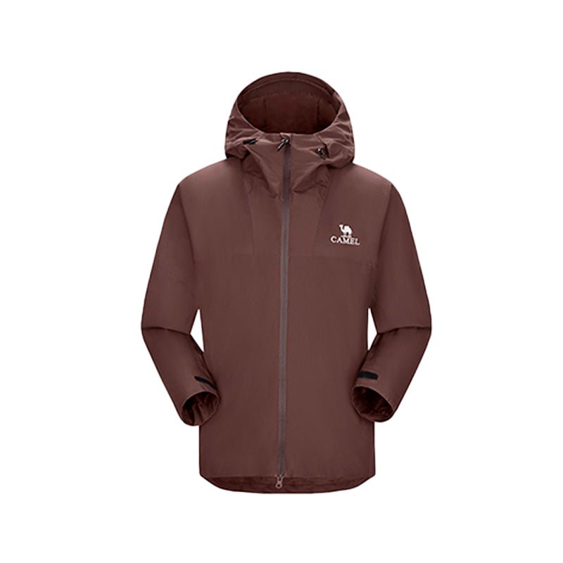 Chaqueta cortavientos impermeable para hombre,
Modelo holgado y de gran tamaño, marrón.