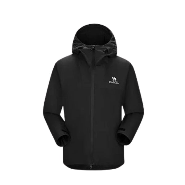 Chaqueta cortavientos impermeable para hombre,
Modelo holgado y de gran tamaño, negro.
