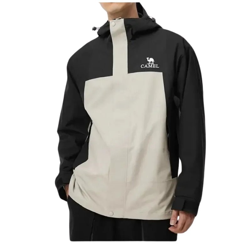 Chaqueta cortavientos impermeable para hombre con forro, blanco/negro