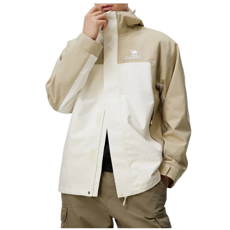 Chaqueta cortavientos impermeable para hombre con forro, blanco/beige