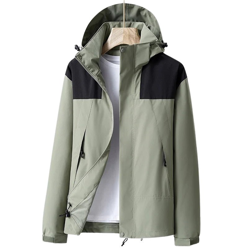 Chaqueta cortavientos impermeable para mujer con forro, capucha, bolsillos con cremallera, bolsillo interior, verde.