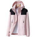 Chaqueta cortavientos impermeable para mujer con forro, capucha, bolsillos con cremallera, bolsillo interior, rosa.