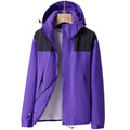 Chaqueta cortavientos impermeable para mujer con forro, capucha, bolsillos con cremallera, bolsillo interior, lila.