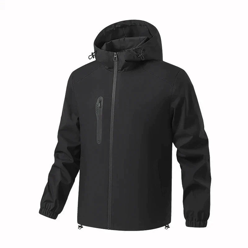 Chaqueta deportiva para hombre, resistente al viento, al agua, térmica y al desgaste, negro.