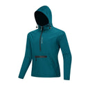 Chaqueta cortavientos impermeable con bolsillos delanteros y traseros con cremallera, azul.