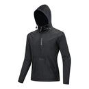 Chaqueta cortavientos impermeable con bolsillos delanteros y traseros con cremallera, negro.