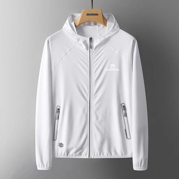 Chaqueta cortavientos para mujer con protección solar UPF 50+ tejido  poliéster, color blanco