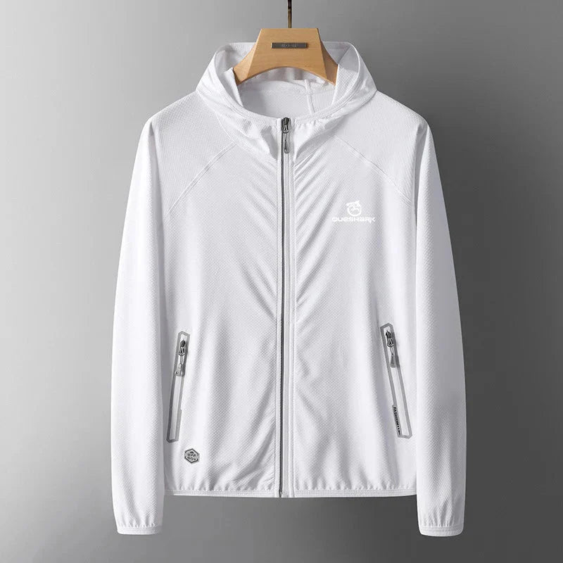 Chaqueta cortavientos para mujer con protección solar UPF 50+ tejido  poliéster, color blanco
