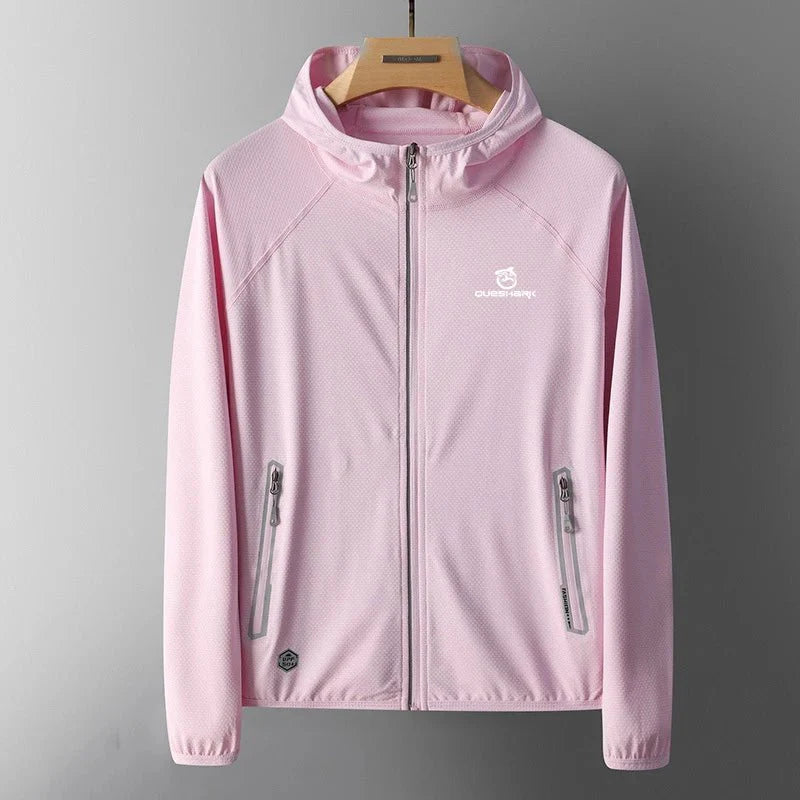 Chaqueta cortavientos para mujer con protección solar UPF 50+ tejido  poliéster, color rosa