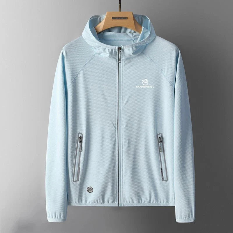 Chaqueta cortavientos para mujer con protección solar UPF 50+ tejido  poliéster, color azul