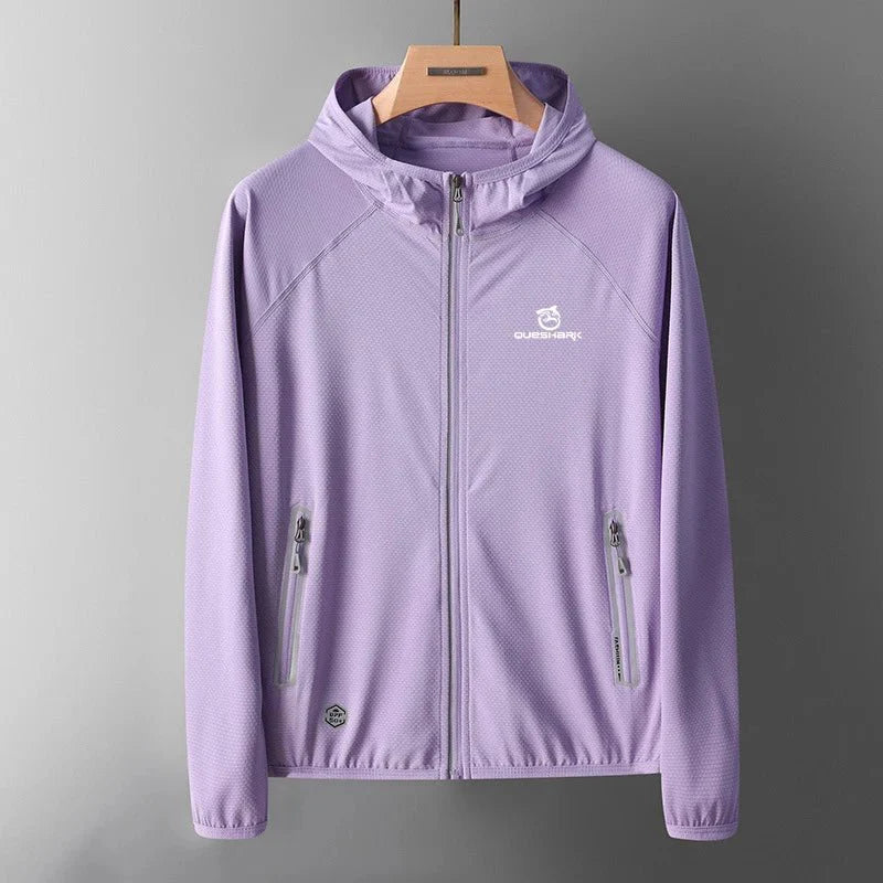 Chaqueta cortavientos para mujer con protección solar UPF 50+ tejido  poliéster, color lila