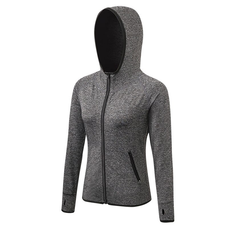 Chaqueta cortavientos para mujer ligero, transpirable, de secado rápido, detalle de color gris