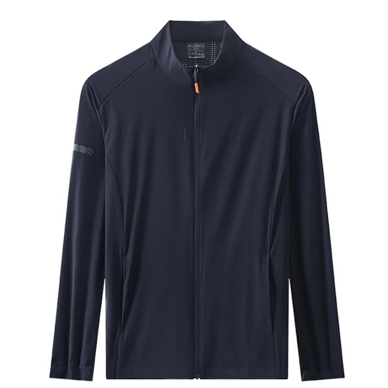 Chaqueta cortavientos ultraligera para hombre, con protección solar UPF 40+, azul marino