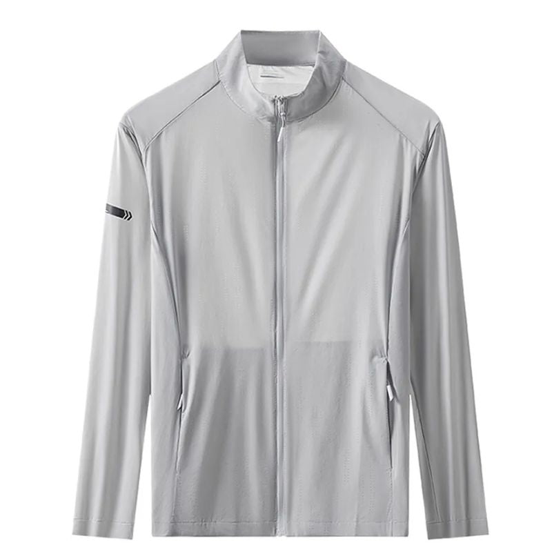 Chaqueta cortavientos ultraligera para hombre, con protección solar UPF 40+, gris