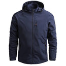 Chaqueta cortavientos deportiva para hombre tejido poliéster, color azul