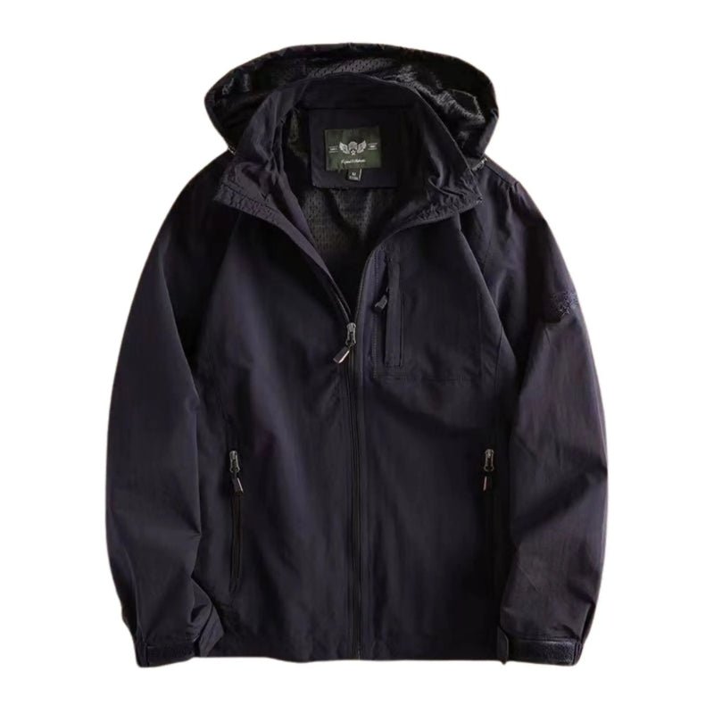 Cortavientos para hombre, capucha desmontable, puños ajustables, con forro, color azul