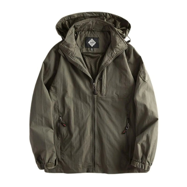 Cortavientos para hombre, capucha desmontable, puños ajustables, con forro, color verde
