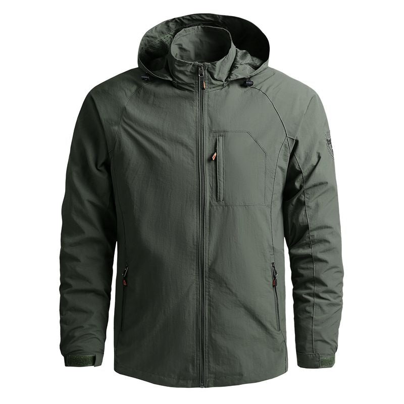 Chaqueta cortavientos para hombre resistente al agua y al viento, color verde
