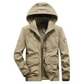 Chaqueta cortavientos de hombre, modelo parka respirable, color caqui